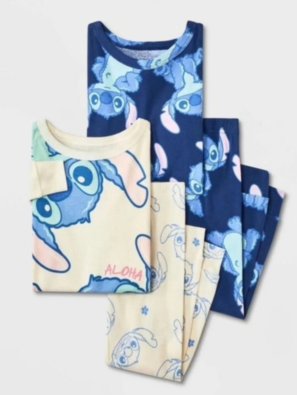 Disney Stitch Girls 4 Piece Pajama Set NWT